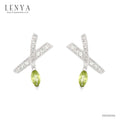 LENYA ต่างหูตัวเรือนเงินแท้ 925 ชุบโรเดียม ประดับด้วย เพอริดอท  (Peridot)  ไวโทแพซ (White Topaz) ดีไซน์เล็กๆน่ารัก