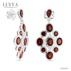 LENYA ต่างหูเงินแท้ ประดับพลอย โกเมน (Garnet)  และ CZ (Cubic Zirconia) ดีไซน์หรูหรา สวยล้ำค่า ในราคาเอื้อมถึง