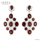 LENYA ต่างหูเงินแท้ ประดับพลอย โกเมน (Garnet)  และ CZ (Cubic Zirconia) ดีไซน์หรูหรา สวยล้ำค่า ในราคาเอื้อมถึง