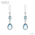 LENYA ต่างหูเงินแท้ ประดับบลูโทแพซ (Blue Topaz) ทรงหยดน้ำ ดีไซน์หรูหรา สวยเลอค่าต้องตาใครต่อใคร