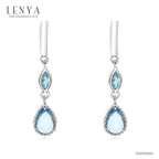 LENYA ต่างหูเงินแท้ ประดับบลูโทแพซ (Blue Topaz) ทรงหยดน้ำ ดีไซน์หรูหรา สวยเลอค่าต้องตาใครต่อใคร