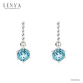 LENYA ต่างหูบลูโทแพซ  (Blue Topaz)  ตัวเรือนเงินแท้ 925 ชุบโรเดียม ดีไซน์เล็กๆน่ารัก