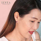 LENYA ต่างหูพลอยอเมทิสต์ เสริมความสงบใจ มีสติ มั่งคั่ง ขนาด 4 มิล ตัวเรือนเงินแท้925 ชุบทองคำขาว