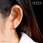 LENYA ต่างหูเงินแท้ 925 ชุปทองพิงค์โกล ประดับด้วยพลอย Amethyst ทรงสีเหลื่ยมยาว สไตล์ มินิมอล สวย น่ารัก