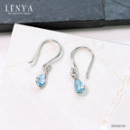LENYA ต่างหูเงินแท้ ชุบโรเดียม ประดับพลอยแท้ สีฟ้าใส บลู โทแพซ (Blue Topaz)
