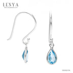 LENYA ต่างหูเงินแท้ ชุบโรเดียม ประดับพลอยแท้ สีฟ้าใส บลู โทแพซ (Blue Topaz)