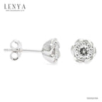 LENYA ต่างหูประดับเพชร DiamondLike เม็ดเดี่ยวทรงกลมเม็ดโต ดีไซน์เรียบง่ายแต่โดดเด่น บนตัวเรือนเงินแท้ชุบทองคำขาว