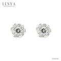 LENYA ต่างหูประดับเพชร DiamondLike เม็ดเดี่ยวทรงกลมเม็ดโต ดีไซน์เรียบง่ายแต่โดดเด่น บนตัวเรือนเงินแท้ชุบทองคำขาว