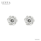 LENYA ต่างหูประดับเพชร DiamondLike เม็ดเดี่ยวทรงกลมเม็ดโต ดีไซน์เรียบง่ายแต่โดดเด่น บนตัวเรือนเงินแท้ชุบทองคำขาว