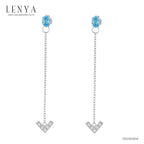 LENYA ต่างหูพลอยบลูโทแพซ เสริมความมั่นใจ ชัดเจน ปัญญา ขนาด 5 มิล ตัวเรือนเงินแท้925 ชุบทองคำขาว