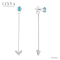 LENYA ต่างหูพลอยบลูโทแพซ เสริมความมั่นใจ ชัดเจน ปัญญา ขนาด 5 มิล ตัวเรือนเงินแท้925 ชุบทองคำขาว