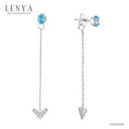 LENYA ต่างหูพลอยบลูโทแพซ เสริมความมั่นใจ ชัดเจน ปัญญา ขนาด 5 มิล ตัวเรือนเงินแท้925 ชุบทองคำขาว