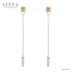 LENYA ต่างหูพลอยสีเหลืองซิทริน  ช่วยเรียกทรัพย์ สดใส พลังบวก ขนาด3มิล ตัวเรือนเงินแท้925 ชุบทองคำขาว