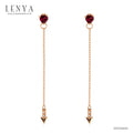 LENYA ต่างหูสร้อยตุ้งติ้ง ประดับด้วยพลอยหัวใจ โรโดไลท์ (Rhodolite) และ คิวบิกเซอร์โคเนีย (Cubic Zirconia) ตัวเรือนเงินแท้ 925 ชุบทองพิ้งโกลด์ สวยงามไม่ซ้ำใคร