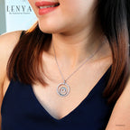 LENYA จี้เพชร DiamondLike ดีไซน์เก๋ด้วยวงกลมล้อมกันถึง 3 ชั้น ตัวเรือนเงินแท้ชุบทองคำขาว