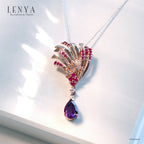 LENYA จี้ประดับอเมทิสต์(Amethyst) ทับทิม(Ruby) และเพชร DiamondLike บนตัวเรือนเงินแท้ชุบสีพิงค์โกลด์แท้