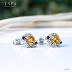 LENYA ต่างหูเงินแท้ ประดับพลอยซิทริน และ คิวบิกเซอร์โคเนีย (Cubic Zirconia)เสริมให้ร่ำรวยอย่างมีสติ