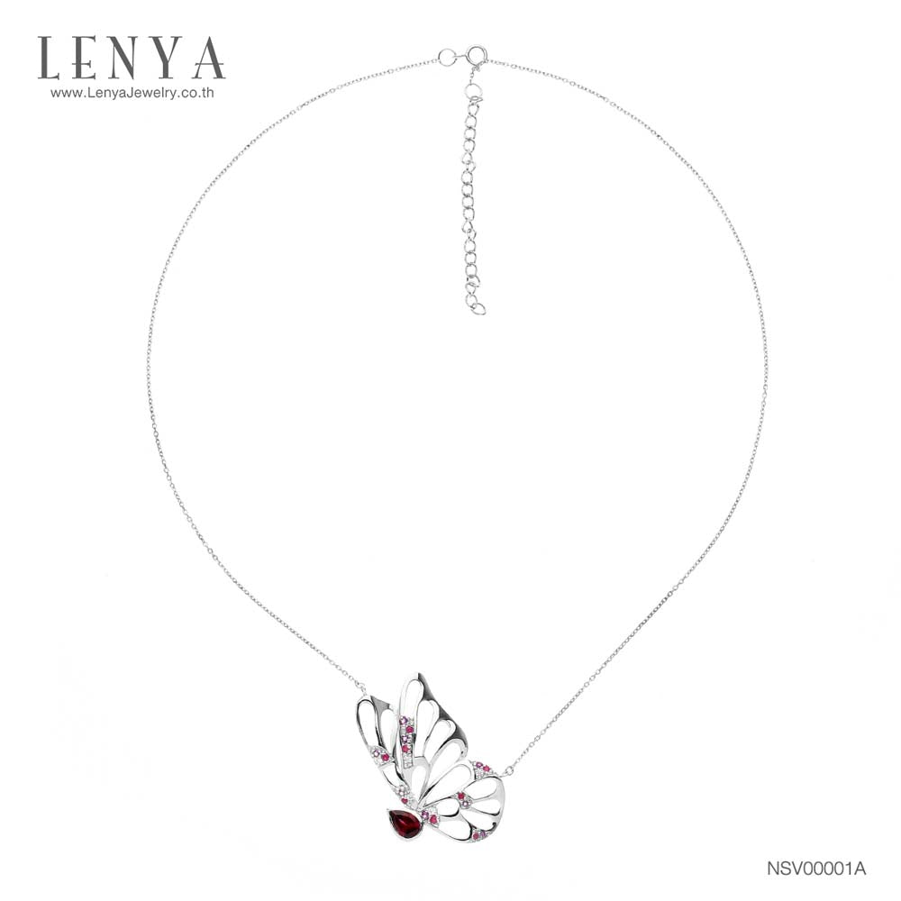 LENYA สร้อยคอพลอยโรโดไลท์ เสริมความรัก ความสัมพันธ์ ขนาด 7 มิล ตัวเรือนเงินแท้925 ชุบทองคำขาว