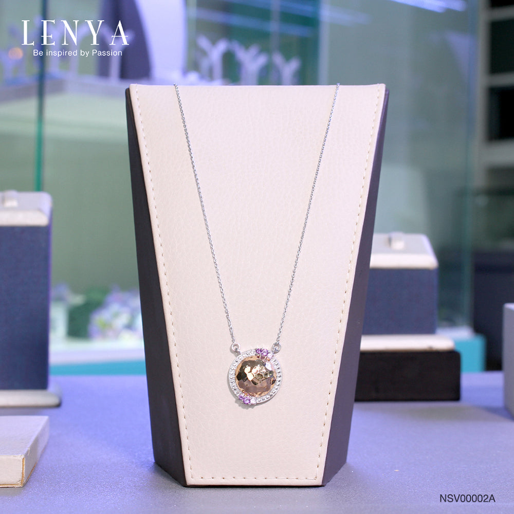 LENYA สร้อยคอเงินแท้ 925 ผสานเทคนิคการชุบ 2 ชนิด Pink Gold และ Rhodium ดีไซน์เป็นทรงกลม หลังเบี้ย ประดับด้วย Amethyst 4 เม็ด และ Pink Sapphire 2 เม็ด สวยหรู ดูแพง เหมาะกับสาวยุคใหม่