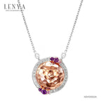 LENYA สร้อยคอเงินแท้ 925 ผสานเทคนิคการชุบ 2 ชนิด Pink Gold และ Rhodium ดีไซน์เป็นทรงกลม หลังเบี้ย ประดับด้วย Amethyst 4 เม็ด และ Pink Sapphire 2 เม็ด สวยหรู ดูแพง เหมาะกับสาวยุคใหม่