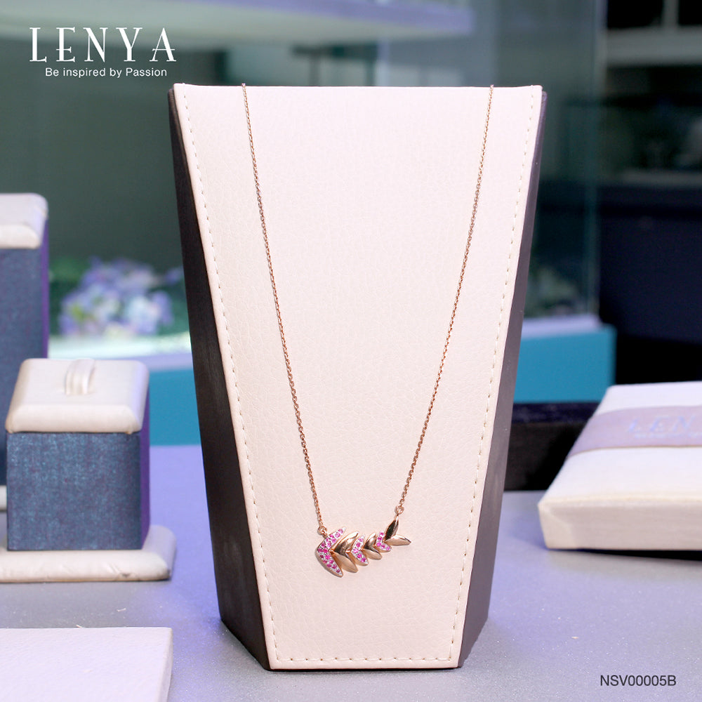 LENYA สร้อยเงินแท้ ดีไซน์ก้างปลา ประดับทับทิมแท้ พร้อม texture ที่ตัวปลา