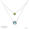 LENYA สร้อยคอพลอยบลูโทแพซ เสริมความมั่นใจ ชัดเจน ปัญญา ขนาด 10 มิล ตัวเรือนเงินแท้925 ชุบทองคำขาว