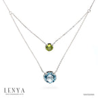 LENYA สร้อยคอพลอยบลูโทแพซ เสริมความมั่นใจ ชัดเจน ปัญญา ขนาด 10 มิล ตัวเรือนเงินแท้925 ชุบทองคำขาว