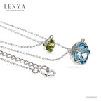 LENYA สร้อยคอพลอยบลูโทแพซ เสริมความมั่นใจ ชัดเจน ปัญญา ขนาด 10 มิล ตัวเรือนเงินแท้925 ชุบทองคำขาว