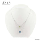 LENYA สร้อยคอพลอยบลูโทแพซ เสริมความมั่นใจ ชัดเจน ปัญญา ขนาด 10 มิล ตัวเรือนเงินแท้925 ชุบทองคำขาว