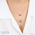 LENYA สร้อยคอพลอยบลูโทแพซ เสริมความมั่นใจ ชัดเจน ปัญญา ขนาด 10 มิล ตัวเรือนเงินแท้925 ชุบทองคำขาว