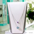 LENYA สร้อยคอพลอยบลูโทแพซ เสริมความมั่นใจ ชัดเจน ปัญญา ขนาด 10 มิล ตัวเรือนเงินแท้925 ชุบทองคำขาว