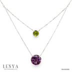 LENYA สร้อยคอพลอยอเมทิสต์ เสริมความสงบใจ มีสติ มั่งคั่ง ขนาด 10 มิล ตัวเรือนเงินแท้925 ชุบทองคำขาว