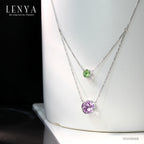 LENYA สร้อยคอพลอยอเมทิสต์ เสริมความสงบใจ มีสติ มั่งคั่ง ขนาด 10 มิล ตัวเรือนเงินแท้925 ชุบทองคำขาว