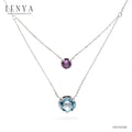LENYA สร้อยคอพลอยบลูโทแพซ เสริมความมั่นใจ ชัดเจน ปัญญา ขนาด 10 มิล ตัวเรือนเงินแท้925 ชุบทองคำขาว
