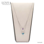 LENYA สร้อยคอพลอยบลูโทแพซ เสริมความมั่นใจ ชัดเจน ปัญญา ขนาด 10 มิล ตัวเรือนเงินแท้925 ชุบทองคำขาว