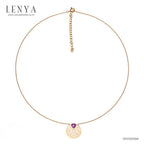 LENYA สร้อยเงินแท้ 925 ชุบพิ้งโกล ดีไซน์เป็นฐานลายฉลุรูปดอกไม้ ประดับด้วยด้วยอัญมณีอเมทิตส์ (Amethyst)