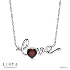LENYA สร้อยคอพลอยโกเมน เสริมด้านใจแกร่ง สำเร็จ มั่นคง ขนาด 6 มิล ตัวเรือนเงินแท้925 ชุบทองคำขาว