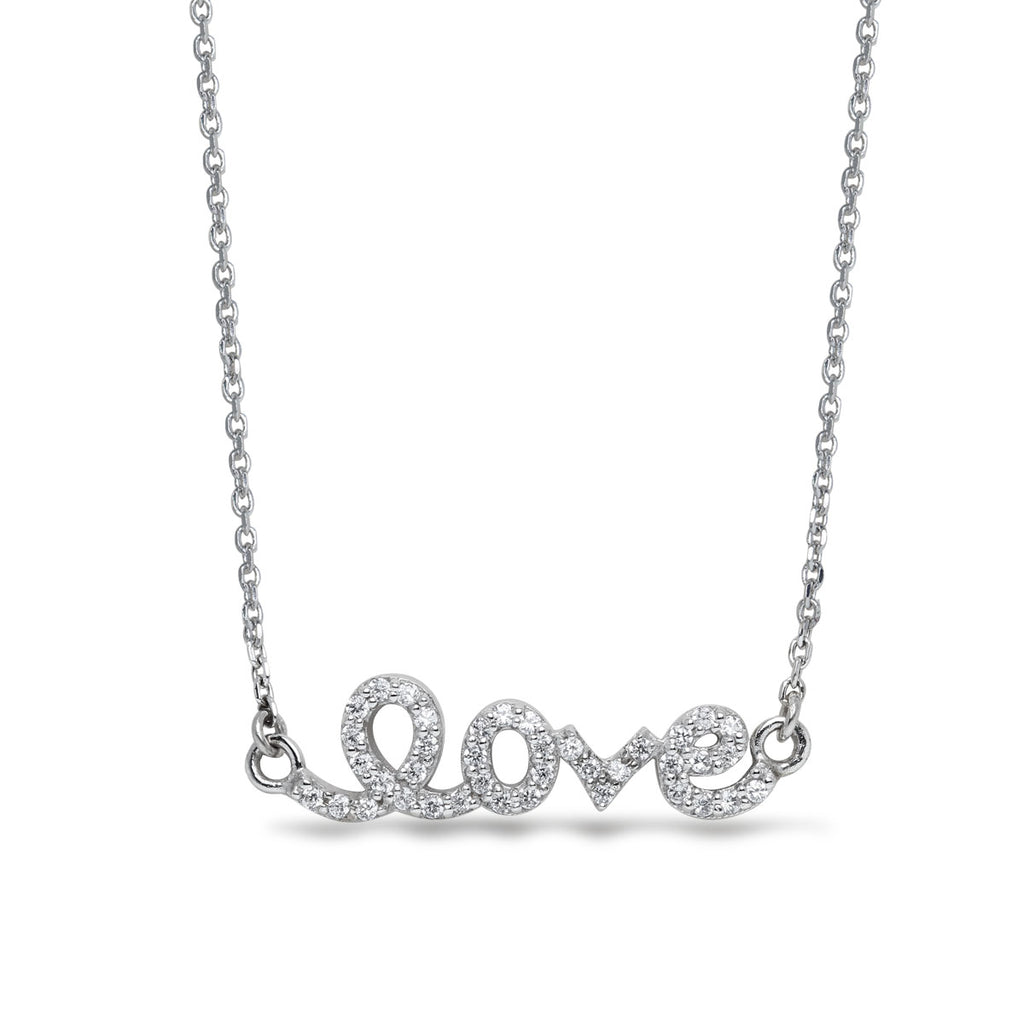 LENYA สร้อยคอ CZ DiamondLike ดีไซน์ LOVE เพิ่มความมั่นใจ ขนาด 1 มิล ตัวเรือนเงินแท้925 ชุบทองคำขาว