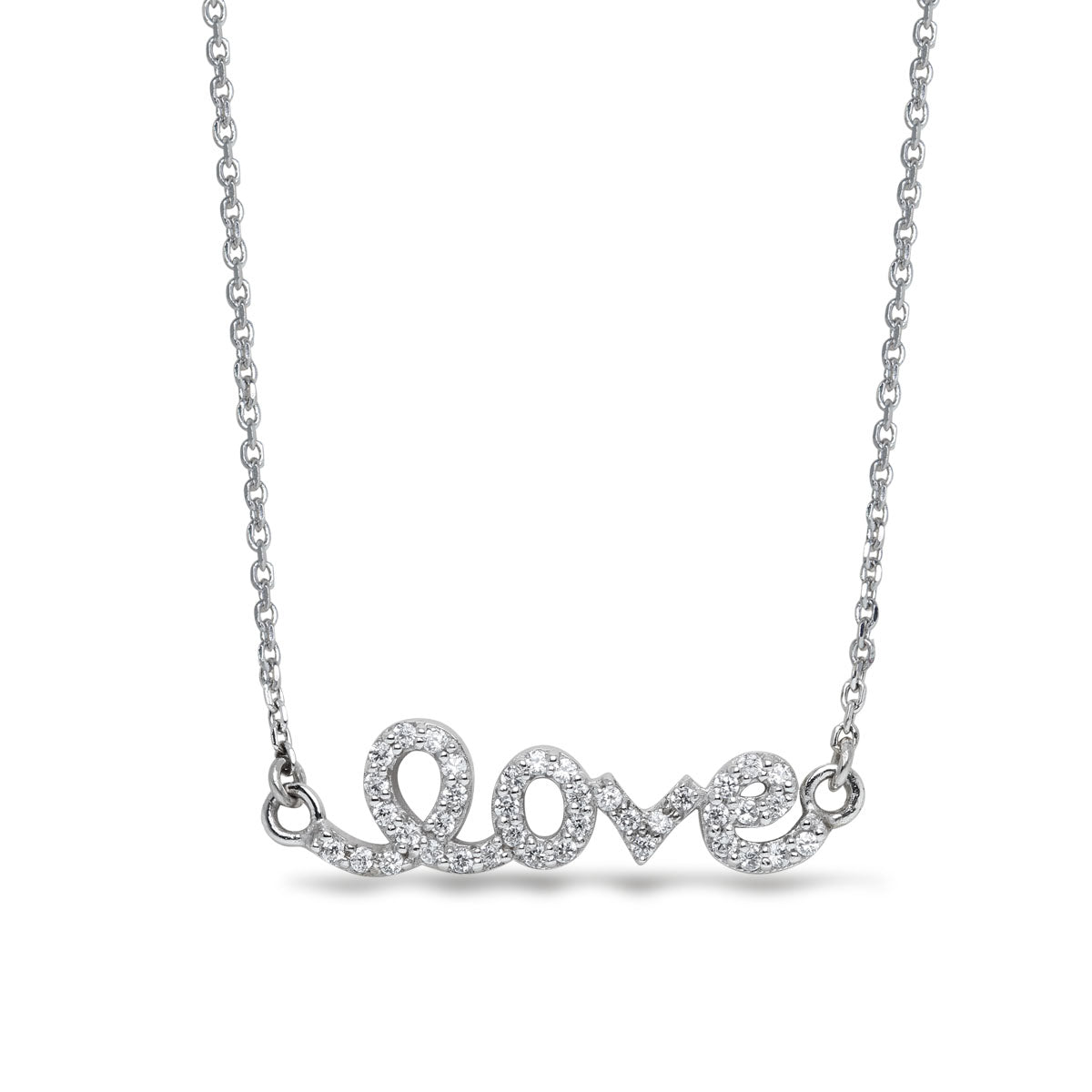 LENYA สร้อยคอ CZ DiamondLike ดีไซน์ LOVE เพิ่มความมั่นใจ ขนาด 1 มิล ตัวเรือนเงินแท้925 ชุบทองคำขาว
