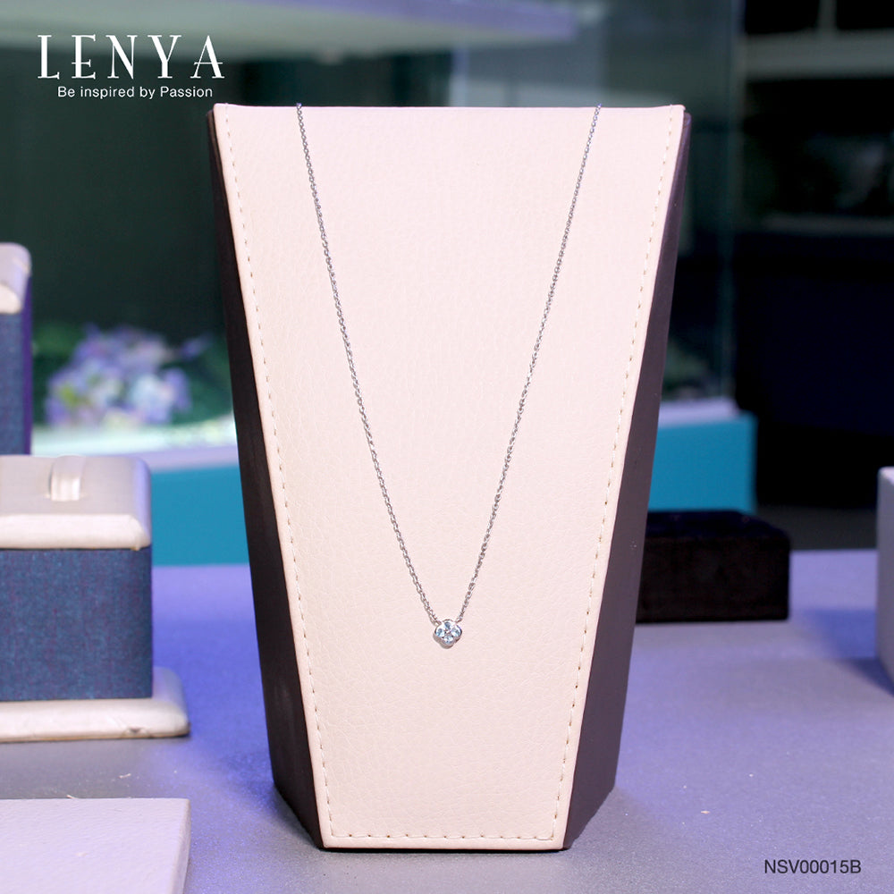 LENYA สร้อยคอเงินแท้ 925 ประดับพลอยสีฟ้า บลูโทแพซ ( Blue topaz) ชุบทองขาว ดีไซน์เรียบหรู สไตล์เกาหลี ญี่ปุ่นเพิ่มเสน่ห์ความน่ารักสดใส ในตัวคุณ