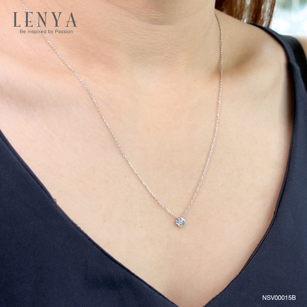 LENYA สร้อยคอเงินแท้ 925 ประดับพลอยสีฟ้า บลูโทแพซ ( Blue topaz) ชุบทองขาว ดีไซน์เรียบหรู สไตล์เกาหลี ญี่ปุ่นเพิ่มเสน่ห์ความน่ารักสดใส ในตัวคุณ