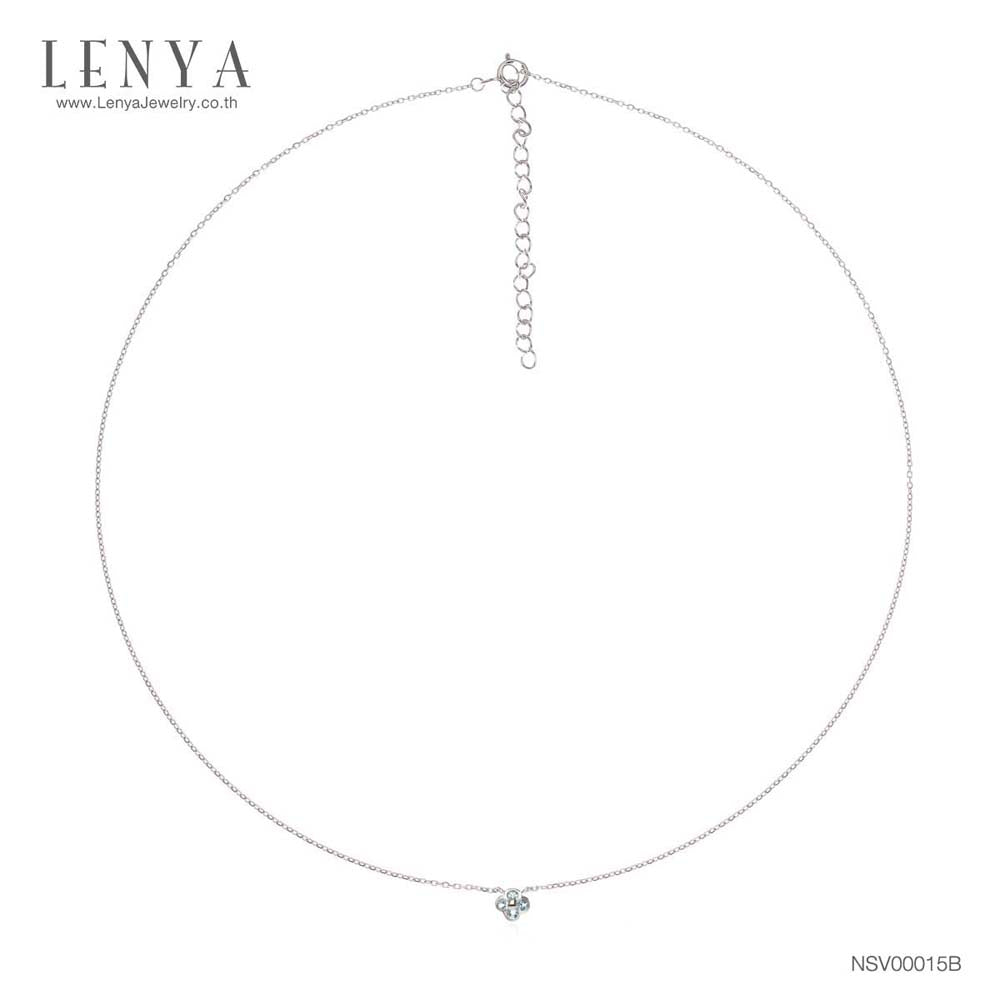 LENYA สร้อยคอเงินแท้ 925 ประดับพลอยสีฟ้า บลูโทแพซ ( Blue topaz) ชุบทองขาว ดีไซน์เรียบหรู สไตล์เกาหลี ญี่ปุ่นเพิ่มเสน่ห์ความน่ารักสดใส ในตัวคุณ
