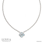 LENYA สร้อยคอเงินแท้ 925 ประดับพลอยสีฟ้า บลูโทแพซ ( Blue topaz) ชุบทองขาว ดีไซน์เรียบหรู สไตล์เกาหลี ญี่ปุ่นเพิ่มเสน่ห์ความน่ารักสดใส ในตัวคุณ