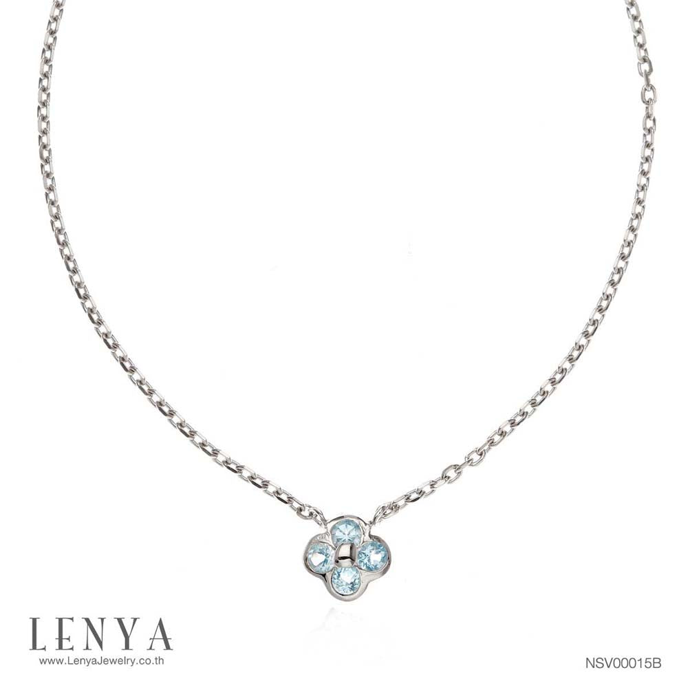 LENYA สร้อยคอเงินแท้ 925 ประดับพลอยสีฟ้า บลูโทแพซ ( Blue topaz) ชุบทองขาว ดีไซน์เรียบหรู สไตล์เกาหลี ญี่ปุ่นเพิ่มเสน่ห์ความน่ารักสดใส ในตัวคุณ