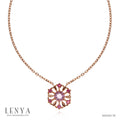 LENYA สร้อยคอเงินแท้ 925 ชุปพิงค์โกลด์ ประดับพลอยสีม่วงอเมทิสต์ (Amethyst) ล้อมรอบด้วยพลอยสีแดง ทับทิม (Ruby) ดีไซต์ สวยโดดเด่นเปรียบดั่งรัศมีแห่งความเจริญรุ่งเรือง สวมใส่ได้ทุกโอกาส