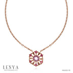 LENYA สร้อยคอเงินแท้ 925 ชุปพิงค์โกลด์ ประดับพลอยสีม่วงอเมทิสต์ (Amethyst) ล้อมรอบด้วยพลอยสีแดง ทับทิม (Ruby) ดีไซต์ สวยโดดเด่นเปรียบดั่งรัศมีแห่งความเจริญรุ่งเรือง สวมใส่ได้ทุกโอกาส