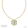 LENYA สร้อยคอเงินแท้ 925 ชุปทองคำ18 เค รัศมีอันโดดเด่นประดับด้วยพลอยสีฟ้า บลูโทปาซ (Blue Topaz) ล้อมรอบด้วยพลอยสีเขียว ซาโวไรต์( Tsavorite) ดีไซต์เรียบหรู ดูน่ารัก กับสไตล์เกาหลีญี่ปุ่น