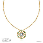 LENYA สร้อยคอเงินแท้ 925 ชุปทองคำ18 เค รัศมีอันโดดเด่นประดับด้วยพลอยสีฟ้า บลูโทปาซ (Blue Topaz) ล้อมรอบด้วยพลอยสีเขียว ซาโวไรต์( Tsavorite) ดีไซต์เรียบหรู ดูน่ารัก กับสไตล์เกาหลีญี่ปุ่น