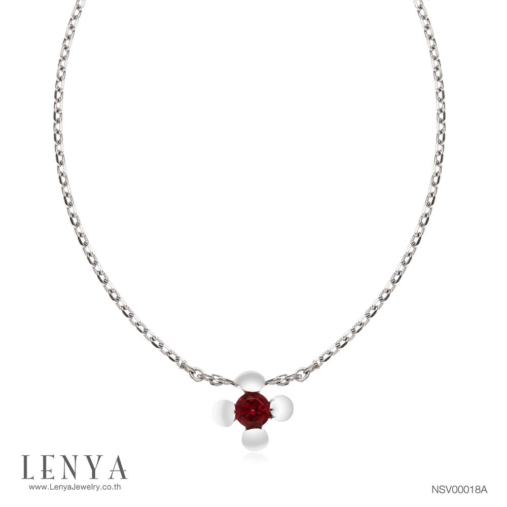 LENYA สร้อยคอเงินแท้ 925 ชุบทองคำขาว ประดับตรงกึ่งกลางด้วย โรโดไลท์ (Rhodolite) ให้ความรู้สึกหรูหรา เป็นเอกลักษณ์