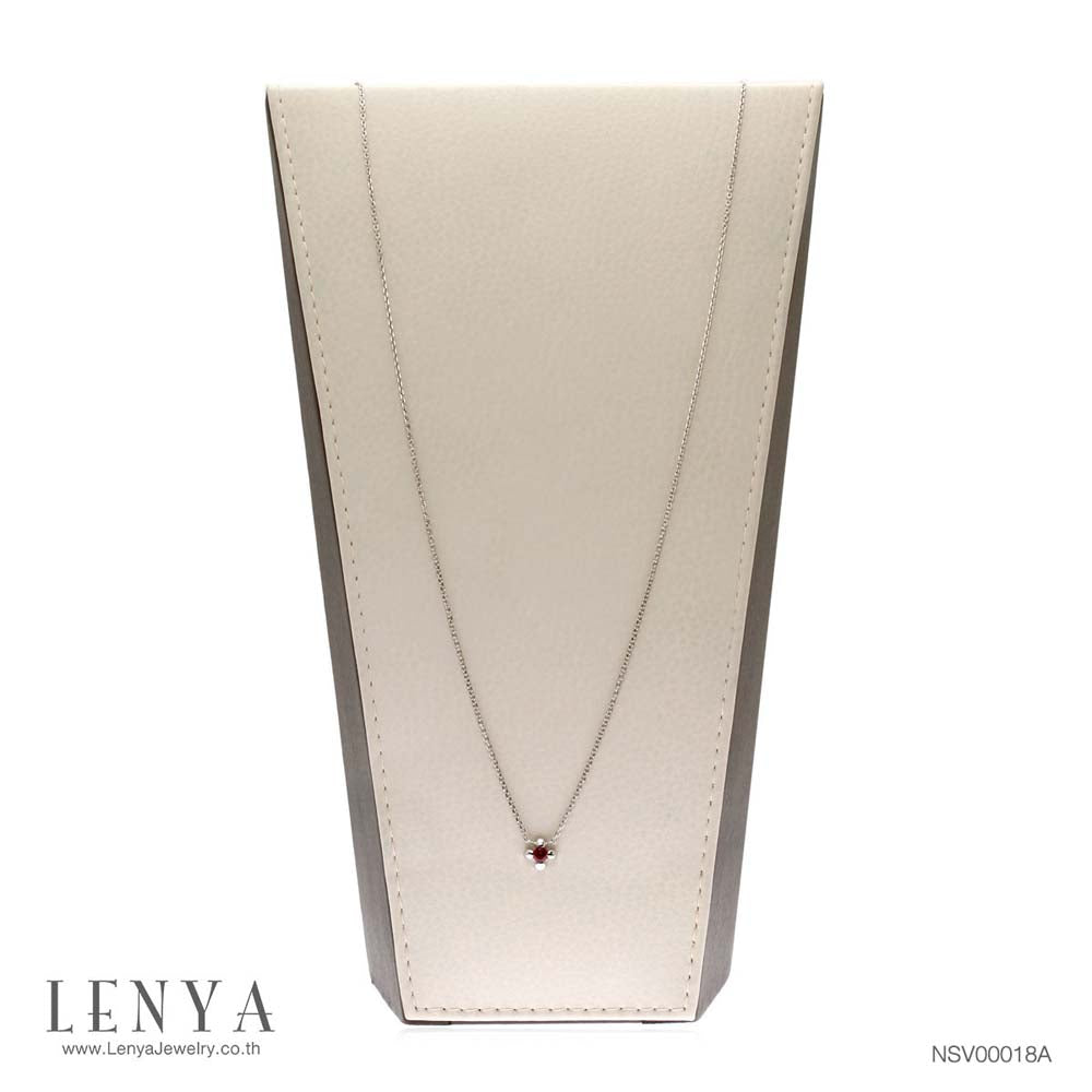 LENYA สร้อยคอเงินแท้ 925 ชุบทองคำขาว ประดับตรงกึ่งกลางด้วย โรโดไลท์ (Rhodolite) ให้ความรู้สึกหรูหรา เป็นเอกลักษณ์